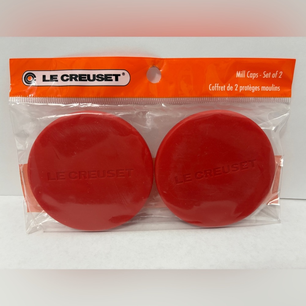 Le Creuset Mill Caps (Set of 2) Silicone Red Cerise Fits 8" Salt & Pepper Mills